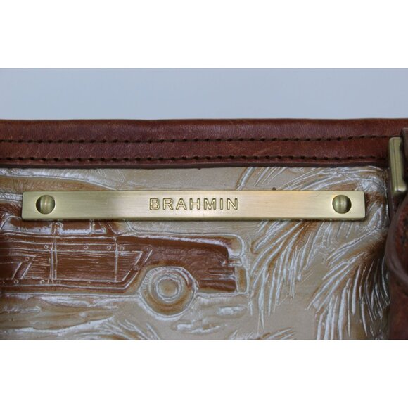 Brahmin Copa Cabana Embossed Leather Satchel Tan Brown Vintage Tote - Picture 2 of 13